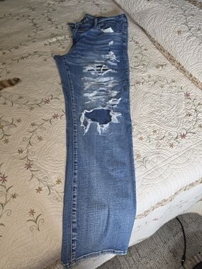 American Eagle Outfitters Distressed Light Blue Straight Leg Jeans Size 38x32